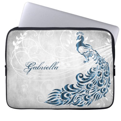 Blue Peacock Personalized Laptop Sleeve