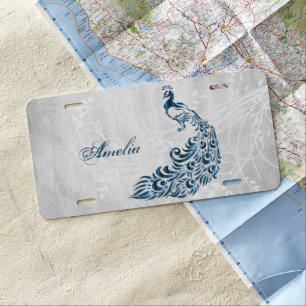 Blue Peacock Personalized License Plate