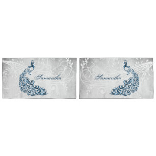 Blue Peacock Personalized Pillowcases