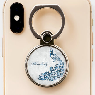 Blue Peacock Personalized Ring Holder