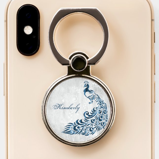 Blue Peacock Personalized Ring Holder (Close Up)
