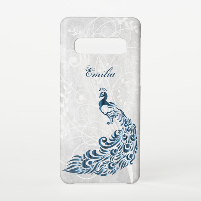 Blue Peacock Personalized Samsung Galaxy Case (Back)
