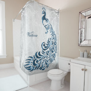 Blue Peacock Personalized Shower Curtain