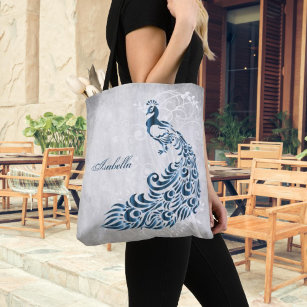 Blue Peacock Personalized Tote