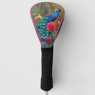 Blue Peacock, Pink Rose Garden  Golf Head Cover