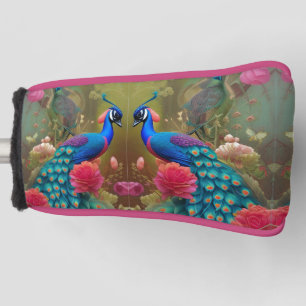 Blue Peacock, Pink Rose Garden Golf Head Cover