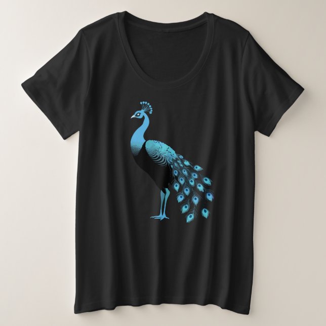 Blue Peacock Plus Size T-Shirt (Design Front)