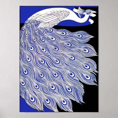 Blue Peacock Poster