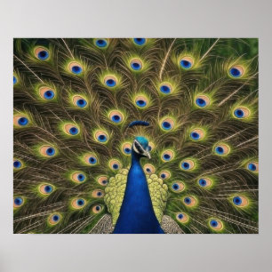 Blue Peacock Poster