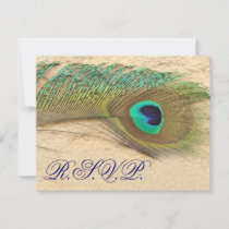 blue peacock  rsvp cards