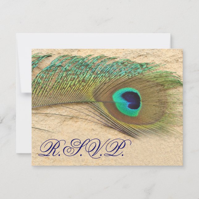 blue peacock  rsvp cards (Front)