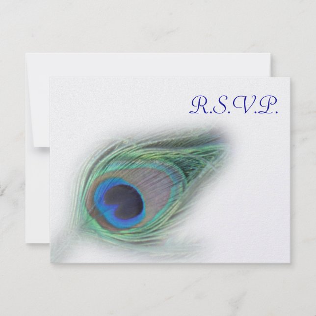 blue peacock  rsvp cards (Front)