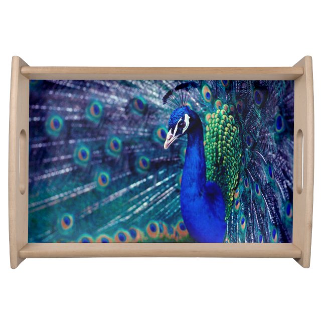 Blue Peacock Serving Tray (Front)