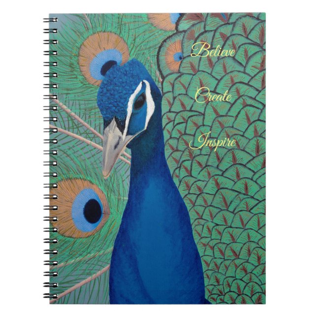 Blue Peacock Spiral Notebook (Front)