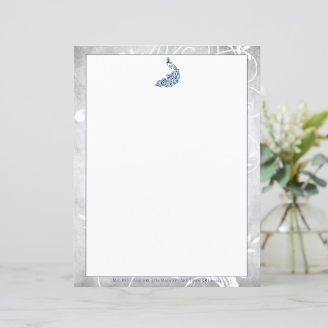 Blue Peacock Stationery (Standing Front)