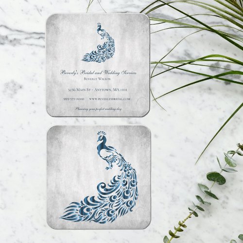 Blue Peacock Wedding and Bridal Services Square Business Card