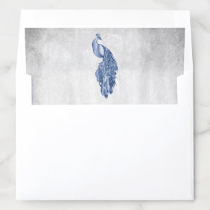 Blue Peacock Wedding Envelope Liner