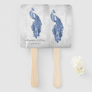 Blue Peacock Wedding Favor Hand Fan