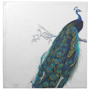 Blue Peacock with beautiful tail feathers Napkin