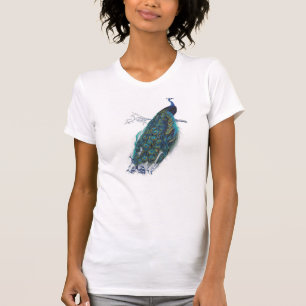 Blue Peacock with beautiful tail feathers T-Shirt