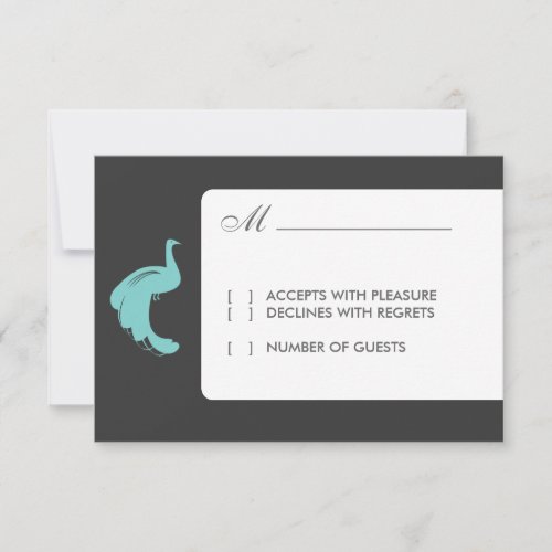 Blue Peacocks RSVP Card