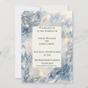 Blue Pearl Art Deco Wedding Invitation