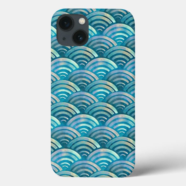 Blue Pearl Fish Scales Pattern Case-Mate iPhone Case (Back)