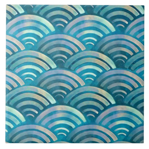 Blue Pearl Fish Scales Pattern Ceramic Tile