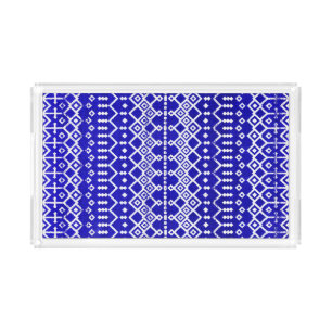 Blue Pearl Legacy: Moroccan Heritage Texture Acrylic Tray