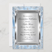 Blue Pearl Silk Vintage Glamour Quinceanera Invitation (Back)