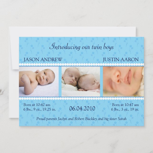 Blue Pearl Twins Announcement (Front)