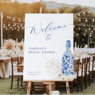 Blue Pearls and Prosecco Bridal Shower Welcome Foam Board