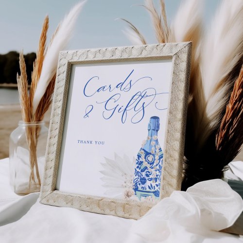 Blue Pearls and Prosecco Cards Gifts Sign