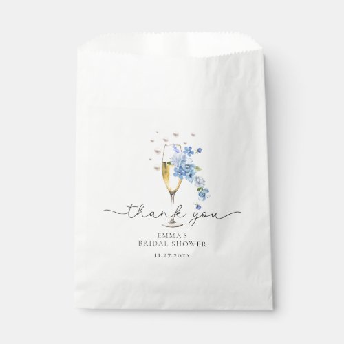 Blue Pearls  Prosecco Bridal Shower Thank You Favor Bag
