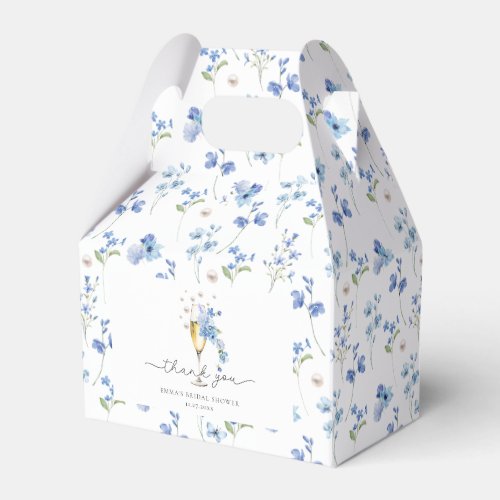 Blue Pearls  Prosecco Bridal Shower Thank You Favor Boxes