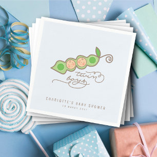 Blue Peas in a Pod Twin Boys Baby Shower Party Napkins