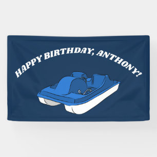 Blue Pedal Boat Birthday Party Personalized Banner