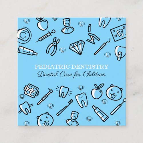 Blue Pediatric Dentistry Dental Care for Childs Square Business Card