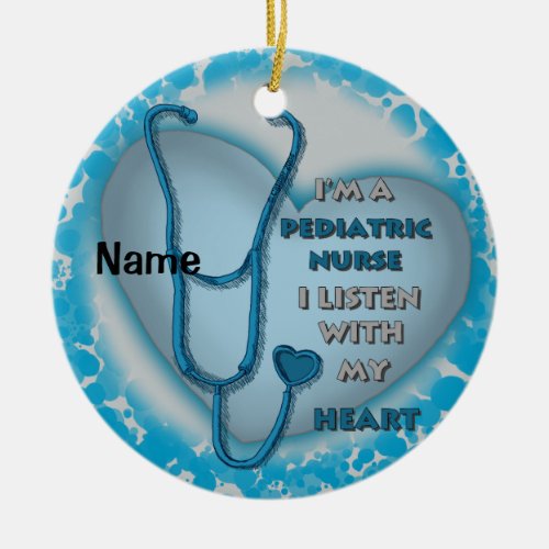 Blue Pediatric Nurse  Ceramic Ornament