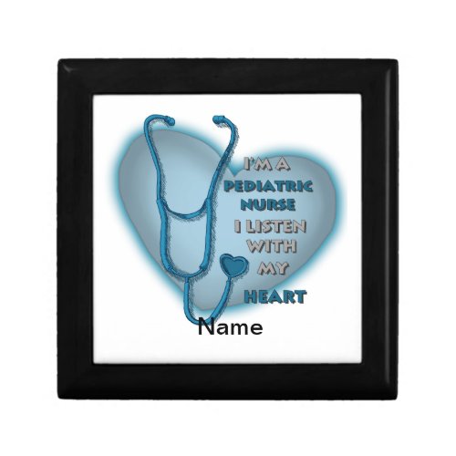 Blue Pediatric Nurse custom name Gift Box
