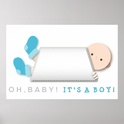 Blue Peek_a_Boo New Baby Boy Poster