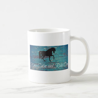 Blue Peeled Paint Keep Calm and Ride On Coffee Mug