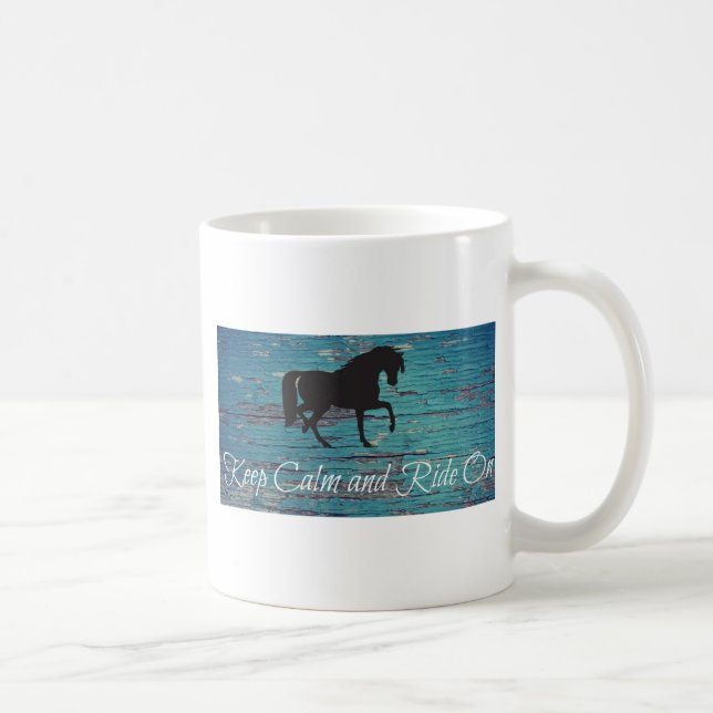 Blue Peeled Paint Keep Calm and Ride On Coffee Mug (Right)