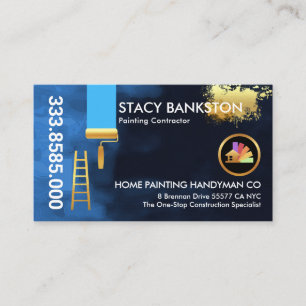 Blue Peeling Paint Blotches Splatter Business Card