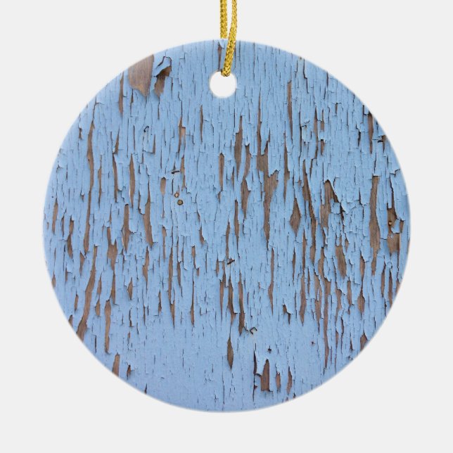 Blue Peeling Paint Ceramic Ornament (Front)