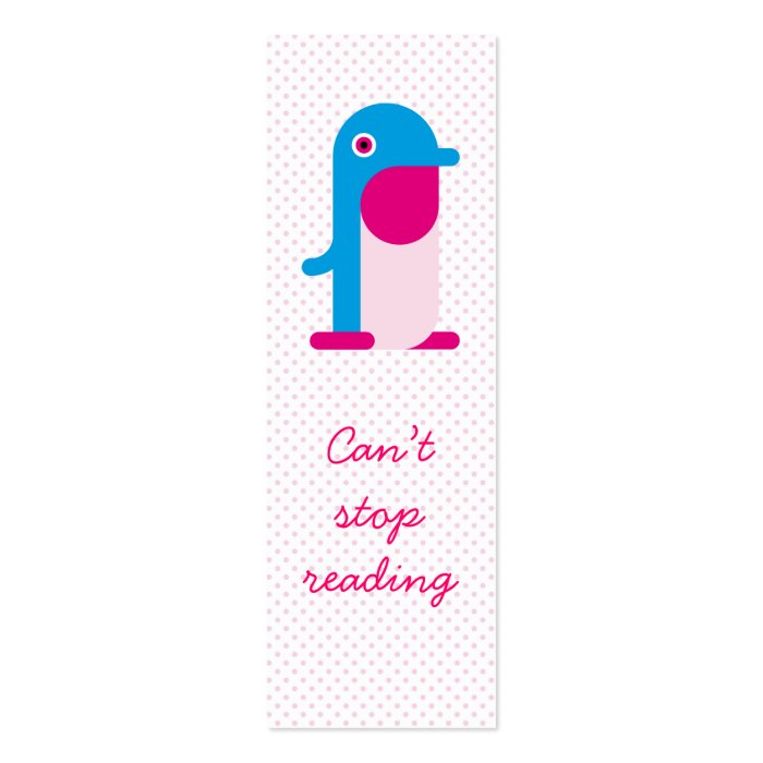Blue Penguin Bookmark Business Cards
