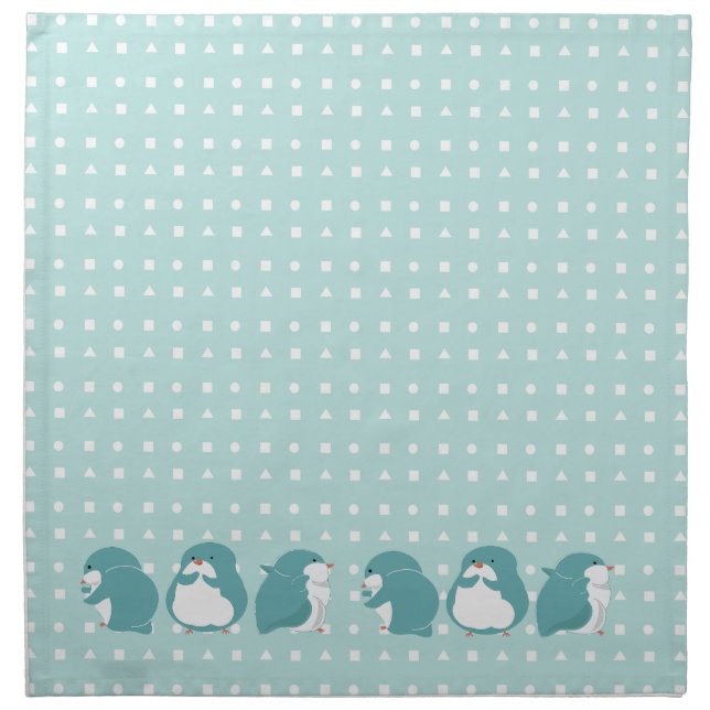 Blue Penguin  Cloth Napkin (Front)