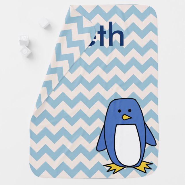 Blue Penguin Custom Baby Blanket (In Situ)