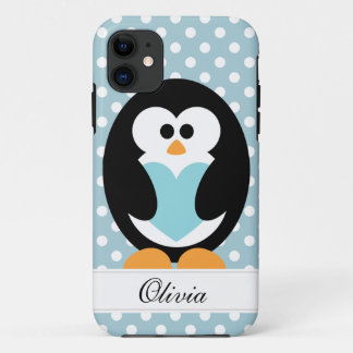 Blue Penguin Love iPhone 11 Case
