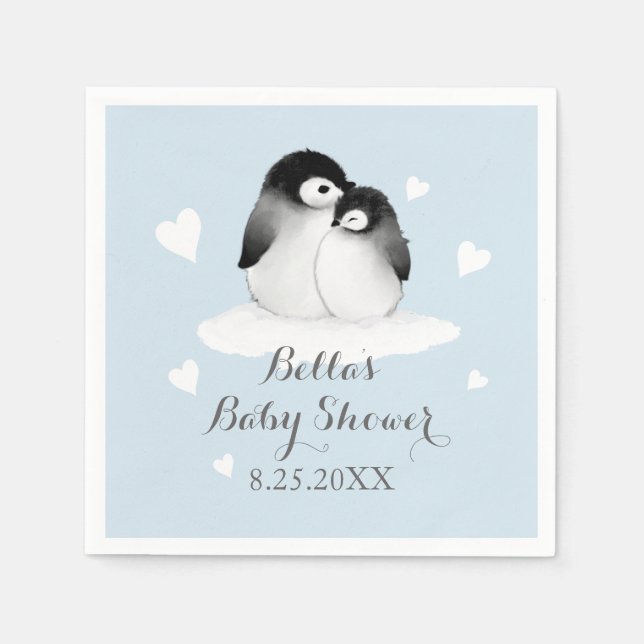 Blue Penguin Paper Napkins (Front)
